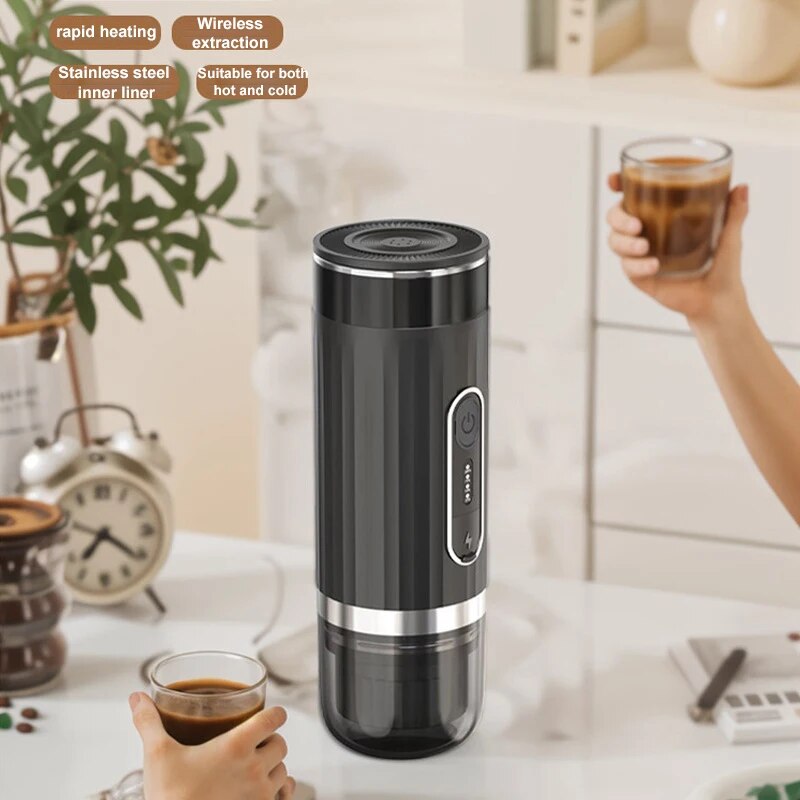 Wireless Portable Espresso Coffee Machine, Fast Charge, 15 Bar